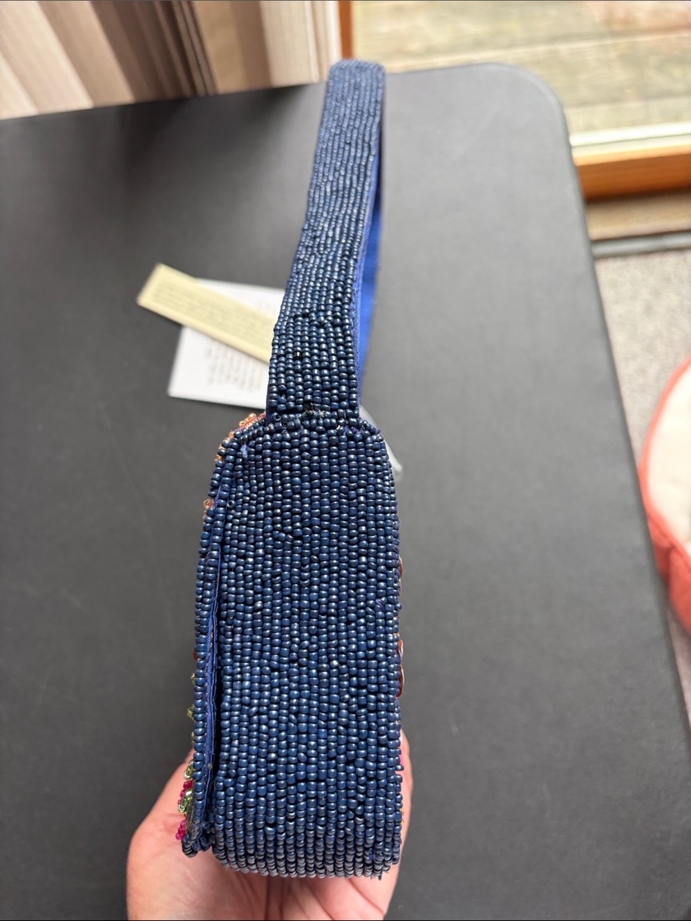 From India to You Beaded Paris Motif Shoulder Bag - Navy - Picture 8 of 11